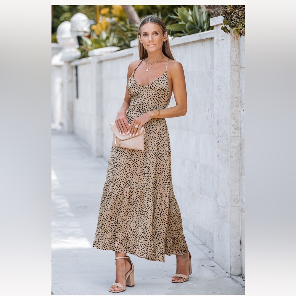 CUPSHE Animal print Spaghetti Strap Maxi Sundress.  Size M